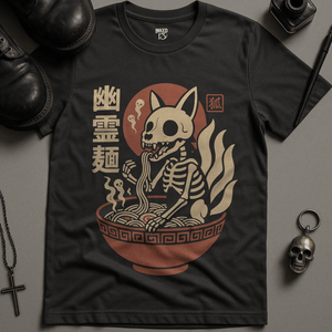 Fox Ramen T-Shirt - Dark Grey - S - Inked 13 Ltd
