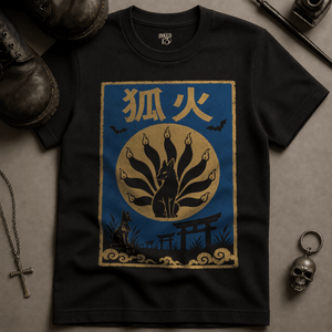 Fox Tails Spooky T-shirt - Black - S - Inked 13 Ltd Unisex alternative tattoo apparel