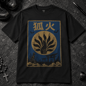 Fox Tails Spooky T-shirt - Black - S - Inked 13 - Unisex alternative tattoo apparel.