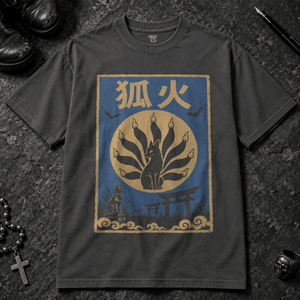 Fox Tails Spooky T-shirt - Graphite - S - Inked 13 - Unisex alternative tattoo apparel.