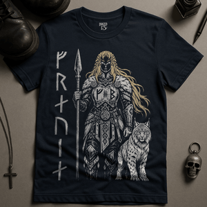 Freyja Norse T-Shirt - Navy - S - Inked 13 Ltd Unisex alternative tattoo apparel