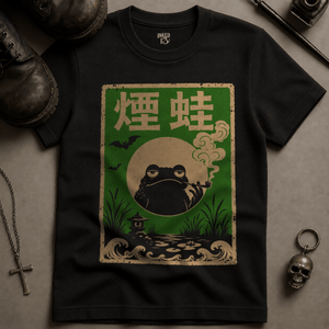 Frog Japanese Poster T-shirt - Black - S - Inked 13 Ltd Unisex alternative tattoo apparel