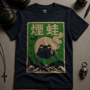 Frog Japanese Poster T-shirt - True Navy - S - Inked 13 Ltd Unisex alternative tattoo apparel