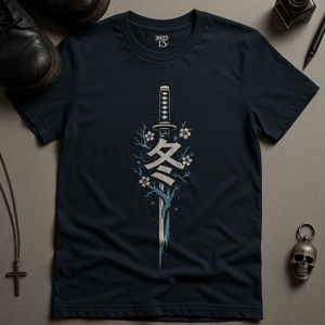 Frozen Samurai Sword T-Shirt - Navy - S - Inked 13 Ltd
