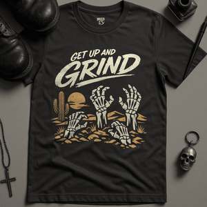 Get Up And Grind T-Shirt - Dark Grey - S - Inked 13 Ltd Unisex alternative tattoo apparel