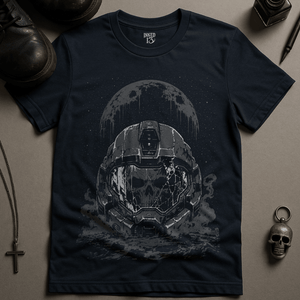 Ghostly Space Helmet T-Shirt - Navy - S - Inked 13 Ltd Unisex alternative tattoo apparel