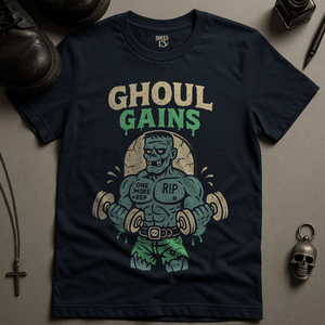 Ghoul Gains T-Shirt - Navy - S - Inked 13 Ltd