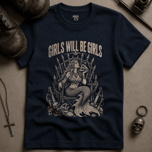 Girls Will Be Girls (New Style) T-shirt - True Navy - S - Inked 13 Ltd Unisex alternative tattoo apparel