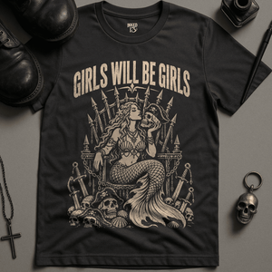 Girls Will Be Girls T-Shirt - Dark Grey - S - Inked 13 Ltd Unisex alternative tattoo apparel