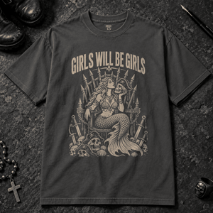 Girls Will Be Girls T-shirt - Graphite - S - Inked 13 - Unisex alternative tattoo apparel.