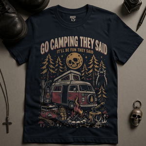 Go Camping They Said T-Shirt - Navy - S - Inked 13 Ltd Unisex alternative tattoo apparel