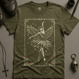 Gothic Ballet T-Shirt - Military Green - S - Inked 13 Ltd Unisex alternative tattoo apparel