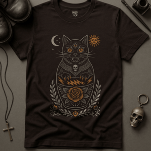 Gothic Cat Doll T-Shirt - Brown - S - Inked 13 Ltd