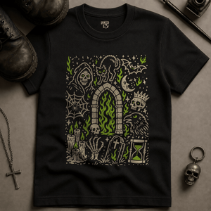 Gothic Doodle Art Scene T-shirt - Black - S - Inked 13 Ltd Unisex alternative tattoo apparel