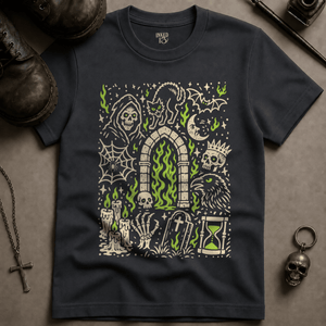 Gothic Doodle Art Scene T-shirt - Graphite - S - Inked 13 Ltd Unisex alternative tattoo apparel