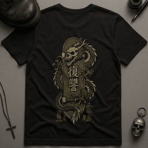 Gothic Dragon Skateboard T-Shirt - Black - S - Inked 13 Ltd