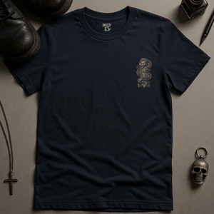 Gothic Dragon Skateboard T-Shirt - Navy - S - Inked 13 Ltd