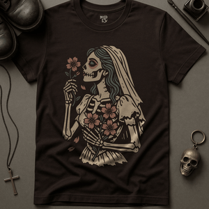 Gothic Floral Bride T-Shirt - Brown - S - Inked 13 Ltd