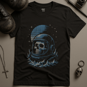 Gothic Frozen Space Skull T-Shirt - Black - S - Inked 13 Ltd