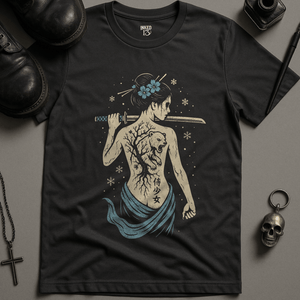 Gothic Icy Samurai T-Shirt - Dark Grey - S - Inked 13 Ltd