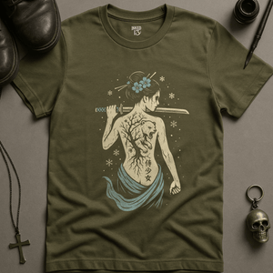 Gothic Icy Samurai T-Shirt - Military Green - S - Inked 13 Ltd