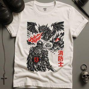 Gothic Knight Firefighter T-Shirt - White - S - Inked 13 Ltd