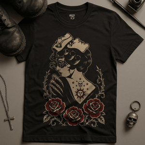 Gothic Masquerade Woman T-Shirt - Black - S - Inked 13 Ltd Unisex alternative tattoo apparel