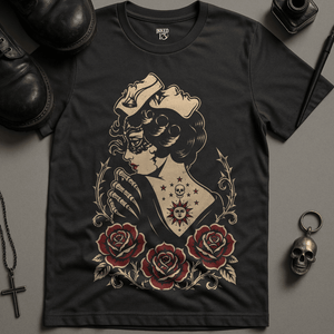 Gothic Masquerade Woman T-Shirt - Dark Grey - S - Inked 13 Ltd Unisex alternative tattoo apparel