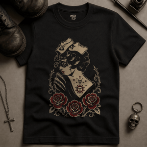 Gothic Masquerade Woman T-shirt (New Style) - Black - S - Inked 13 Ltd Unisex alternative tattoo apparel