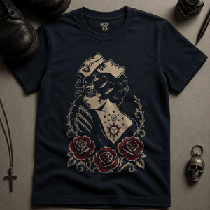 Gothic Masquerade Woman T-shirt (New Style) - True Navy - S - Inked 13 Ltd Unisex alternative tattoo apparel