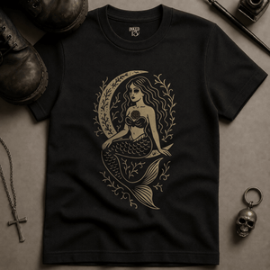 Gothic Mermaid T-shirt (New Style) - Black - S - Inked 13 Ltd Unisex alternative tattoo apparel