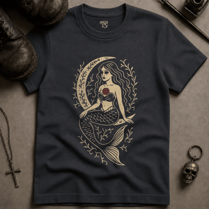 Gothic Mermaid T-shirt (New Style) - Graphite - S - Inked 13 Ltd Unisex alternative tattoo apparel