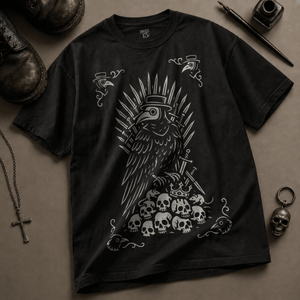 Gothic Plague Crow Heavyweight T-shirt - Black - S - Inked 13 Ltd Unisex alternative tattoo apparel