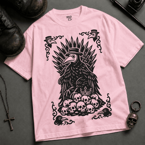 Gothic Plague Crow Heavyweight T-shirt - Blossom - XL - Inked 13 Ltd Unisex alternative tattoo apparel
