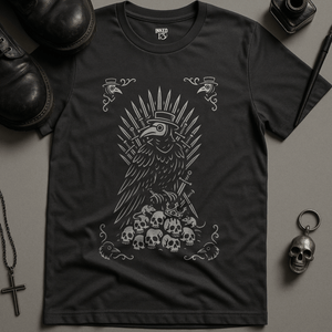 Gothic Plague Crow T-Shirt - Dark Grey - S - Inked 13 Ltd