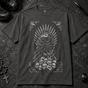 Gothic Plague Crow T-shirt - Graphite - S - Inked 13 - Unisex alternative tattoo apparel.