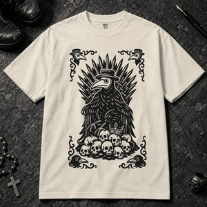 Gothic Plague Crow T-shirt - Ivory - S - Inked 13 - Unisex alternative tattoo apparel.
