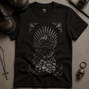 Gothic Plague Crow T-shirt (New Style) - Black - S - Inked 13 Ltd Unisex alternative tattoo apparel