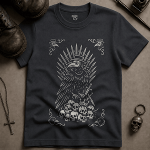 Gothic Plague Crow T-shirt (New Style) - Graphite - S - Inked 13 Ltd Unisex alternative tattoo apparel