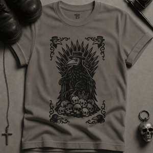 Gothic Plague Crow T-shirt (New Style) - Grey - S - Inked 13 Ltd Unisex alternative tattoo apparel