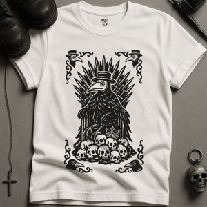 Gothic Plague Crow T-shirt (New Style) - White - S - Inked 13 Ltd Unisex alternative tattoo apparel