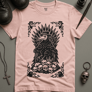 Gothic Plague Crow T-Shirt - Soft Pink - M - Inked 13 Ltd