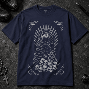 Gothic Plague Crow T-shirt - True Navy - S - Inked 13 - Unisex alternative tattoo apparel.