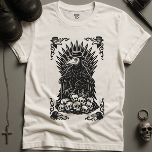 Gothic Plague Crow T-Shirt - White - S - Inked 13 Ltd