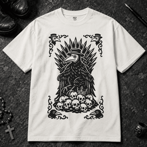 Gothic Plague Crow T-shirt - White - S - Inked 13 - Unisex alternative tattoo apparel.