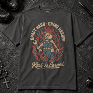 Graft Hard T-shirt - Graphite - S - Inked 13 Ltd Unisex alternative tattoo apparel
