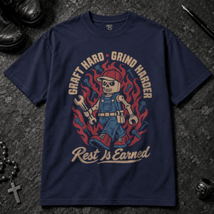 Graft Hard T-shirt - True Navy - S - Inked 13 Ltd Unisex alternative tattoo apparel