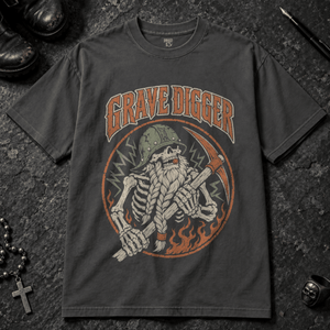 Grave Digger T-shirt - Graphite - S - Inked 13 - Unisex alternative tattoo apparel.