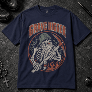 Grave Digger T-shirt - True Navy - S - Inked 13 - Unisex alternative tattoo apparel.