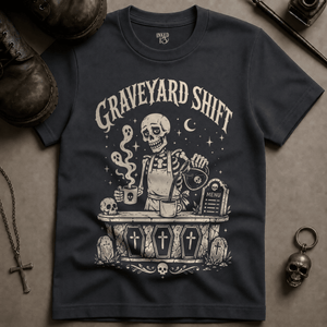 Graveyard Shift T-shirt - Graphite - S - Inked 13 Ltd Unisex alternative tattoo apparel